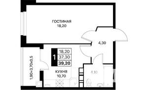 1-к квартира, вторичка, 39м2, 6/12 этаж