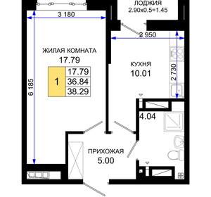 1-к квартира, вторичка, 38м2, 2/25 этаж