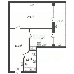 1-к квартира, вторичка, 45м2, 1/10 этаж