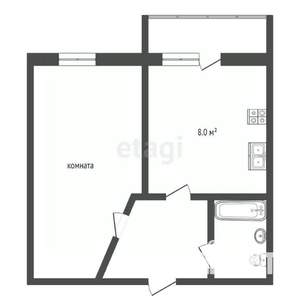 1-к квартира, вторичка, 33м2, 6/9 этаж