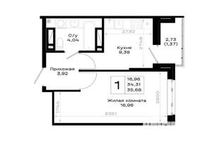 1-к квартира, вторичка, 36м2, 5/20 этаж