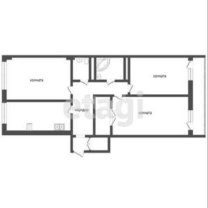 3-к квартира, вторичка, 63м2, 1/9 этаж
