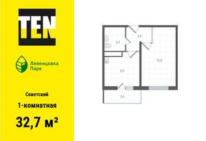 1-к квартира, вторичка, 33м2, 8/10 этаж