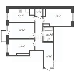 3-к квартира, вторичка, 74м2, 25/25 этаж