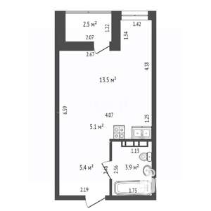 Студия квартира, вторичка, 30м2, 3/21 этаж