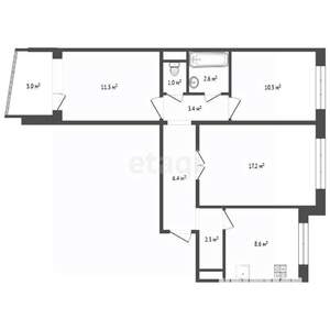 3-к квартира, вторичка, 63м2, 9/10 этаж