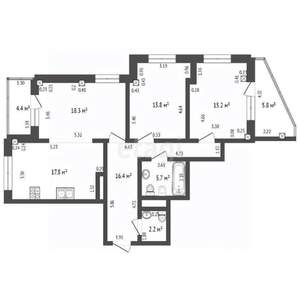 3-к квартира, вторичка, 102м2, 9/11 этаж