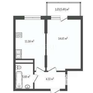 1-к квартира, вторичка, 37м2, 4/9 этаж