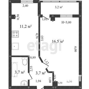 1-к квартира, вторичка, 36м2, 3/4 этаж
