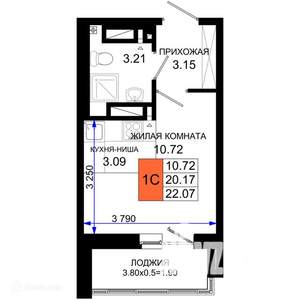 Студия квартира, вторичка, 22м2, 5/22 этаж