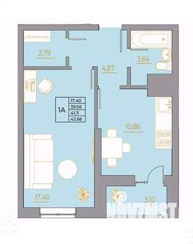 1-к квартира, вторичка, 43м2, 17/22 этаж