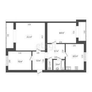 3-к квартира, вторичка, 77м2, 3/5 этаж