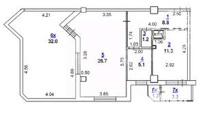 1-к квартира, вторичка, 53м2, 7/17 этаж