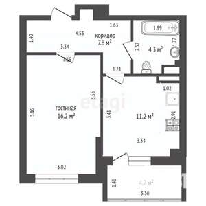 2-к квартира, вторичка, 54м2, 22/24 этаж