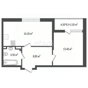1-к квартира, вторичка, 44м2, 7/12 этаж