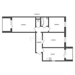 3-к квартира, вторичка, 84м2, 4/10 этаж