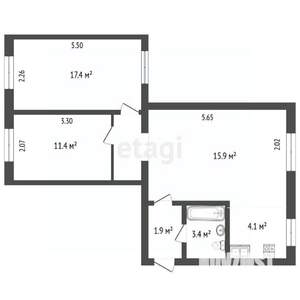 3-к квартира, вторичка, 50м2, 1/4 этаж