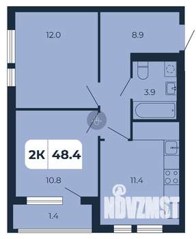 2-к квартира, вторичка, 48м2, 17/17 этаж