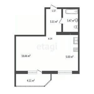 Студия квартира, вторичка, 32м2, 8/17 этаж