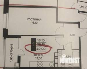 1-к квартира, вторичка, 40м2, 17/20 этаж