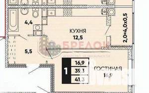 1-к квартира, вторичка, 42м2, 19/24 этаж