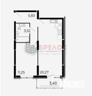 1-к квартира, вторичка, 44м2, 6/10 этаж