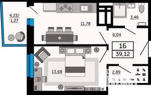 1-к квартира, вторичка, 39м2, 29/31 этаж