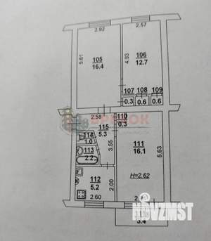3-к квартира, вторичка, 63м2, 5/5 этаж
