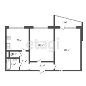 2-к квартира, вторичка, 56м2, 4/10 этаж