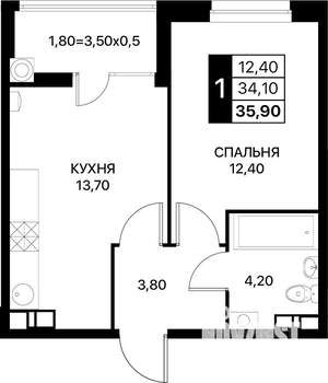 1-к квартира, вторичка, 36м2, 7/20 этаж