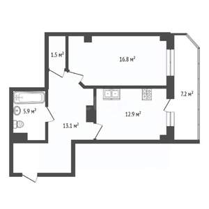 1-к квартира, вторичка, 56м2, 6/17 этаж
