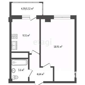 1-к квартира, вторичка, 38м2, 10/24 этаж