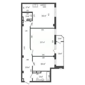 2-к квартира, вторичка, 85м2, 9/19 этаж