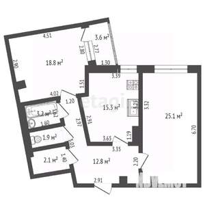 2-к квартира, вторичка, 82м2, 8/21 этаж