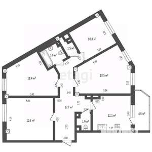 3-к квартира, вторичка, 106м2, 6/18 этаж