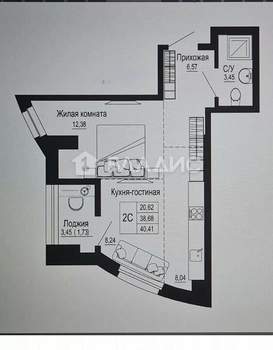 2-к квартира, вторичка, 40м2, 6/24 этаж