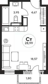 Студия квартира, вторичка, 29м2, 4/25 этаж