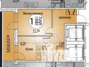 1-к квартира, вторичка, 38м2, 8/24 этаж