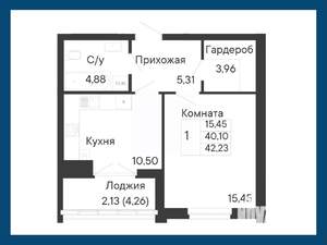 1-к квартира, вторичка, 42м2, 7/8 этаж
