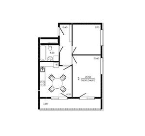 2-к квартира, вторичка, 55м2, 18/19 этаж