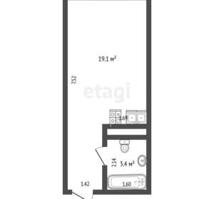 Студия квартира, вторичка, 30м2, 8/25 этаж