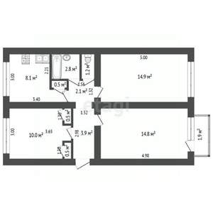 3-к квартира, вторичка, 60м2, 3/5 этаж