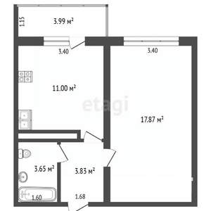 1-к квартира, вторичка, 38м2, 2/17 этаж