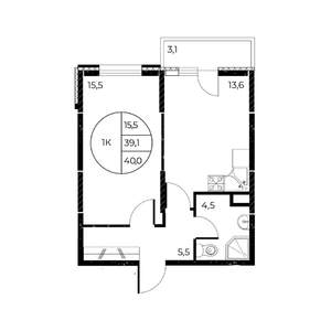 1-к квартира, вторичка, 40м2, 2/25 этаж