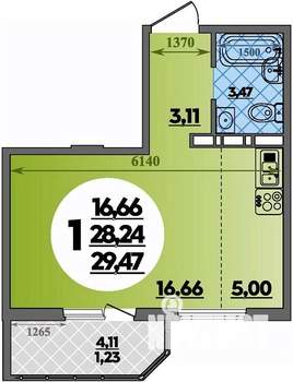 Студия квартира, строящийся дом, 29м2, 5/17 этаж