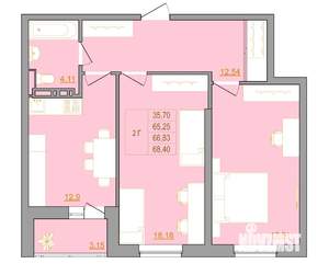 2-к квартира, вторичка, 68м2, 8/22 этаж