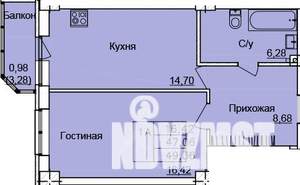 1-к квартира, строящийся дом, 49м2, 20/24 этаж