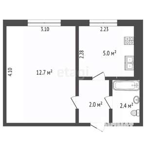 1-к квартира, вторичка, 22м2, 4/9 этаж