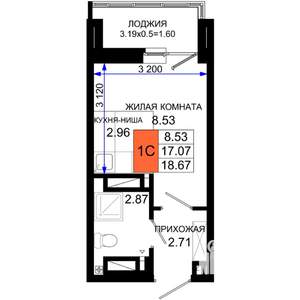 Студия квартира, вторичка, 19м2, 18/25 этаж