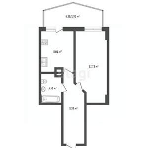 1-к квартира, вторичка, 39м2, 13/25 этаж